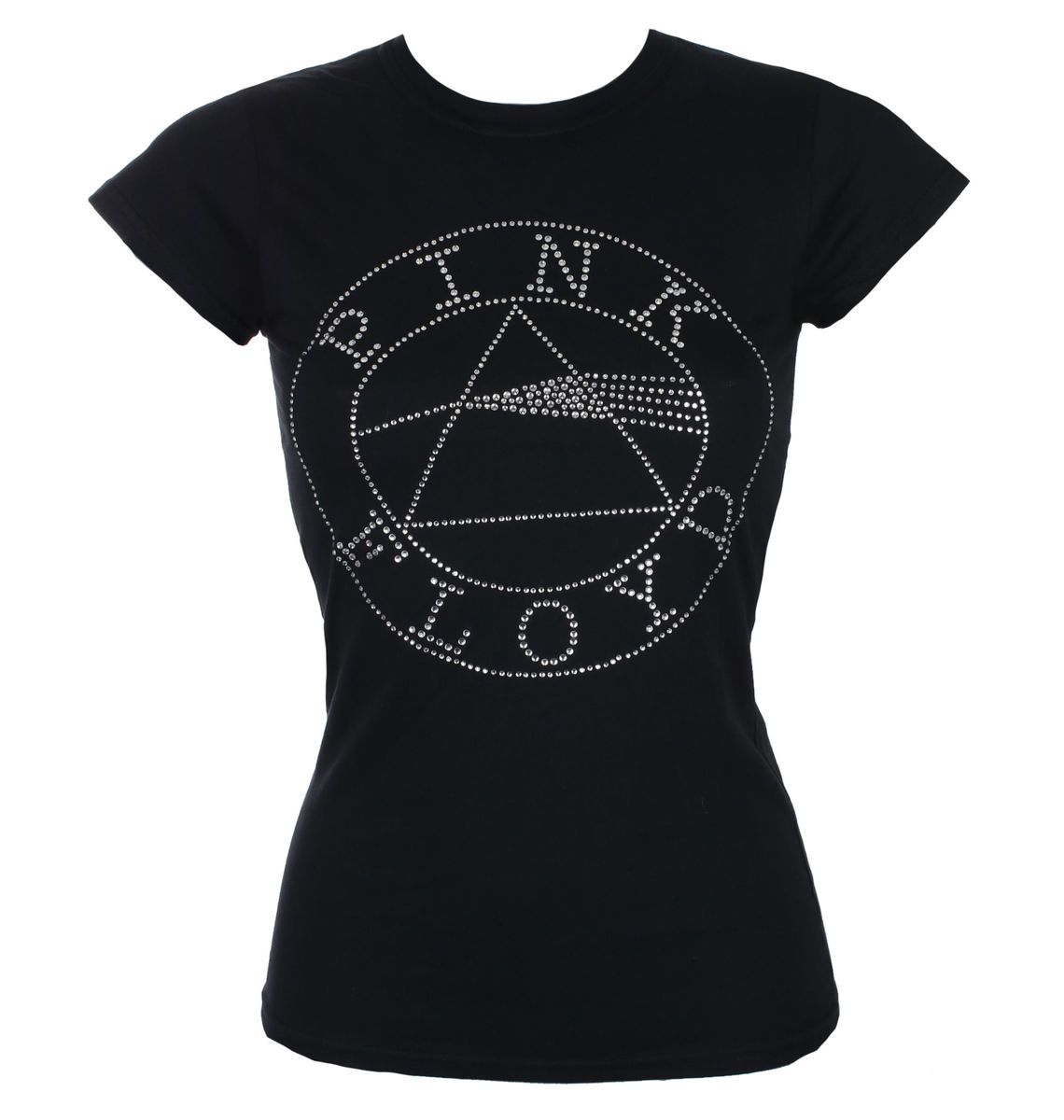 Damen T-Shirt Metal Pink Floyd - Circle Logo Diamante - ROCK OFF L