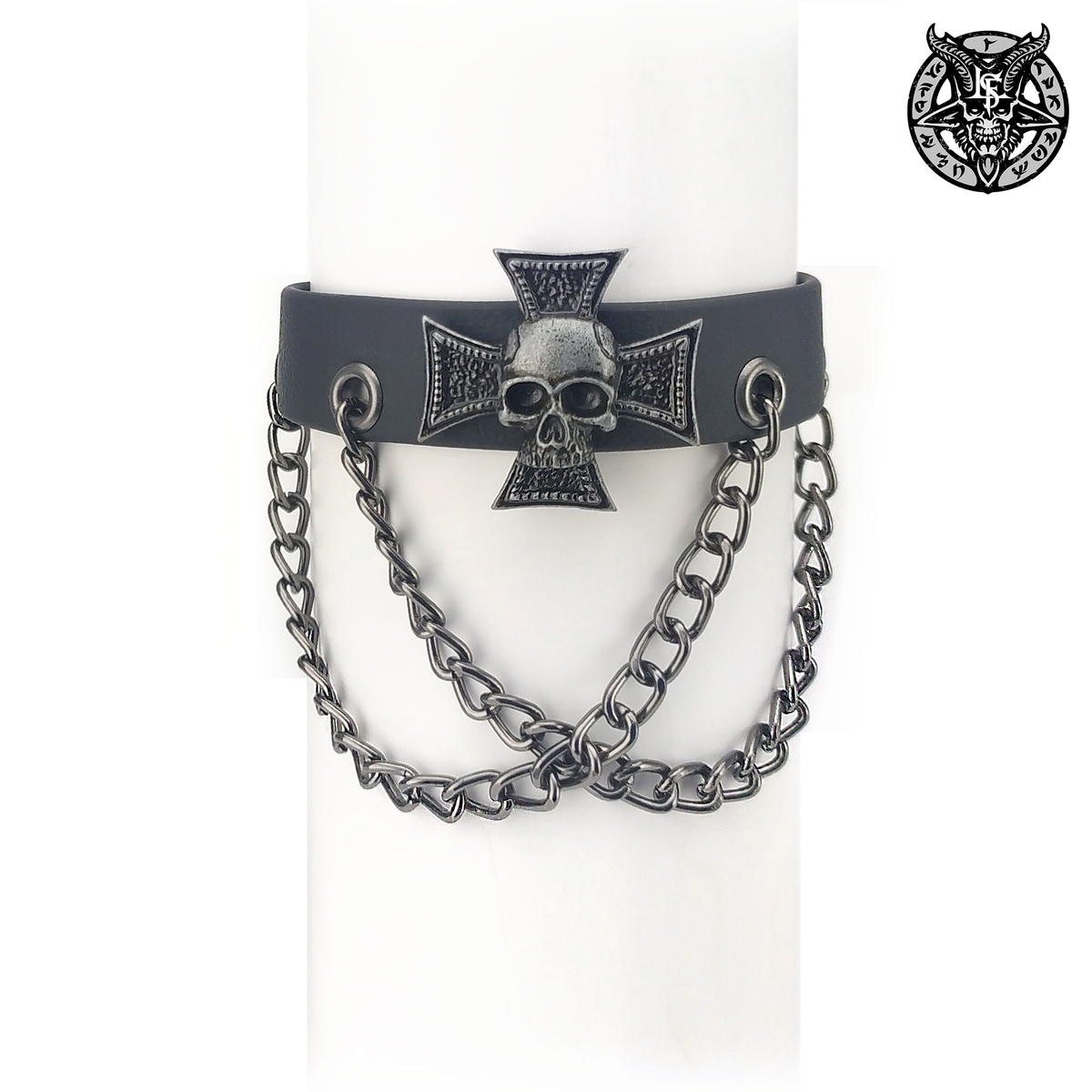 LEATHER & STEEL FASHION - Armband - BLACK SKULL